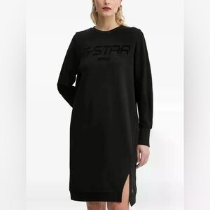 G-STAR RAW Logo Embellished Dress FLOCK PRINT Sweatshirt Size Small NWT